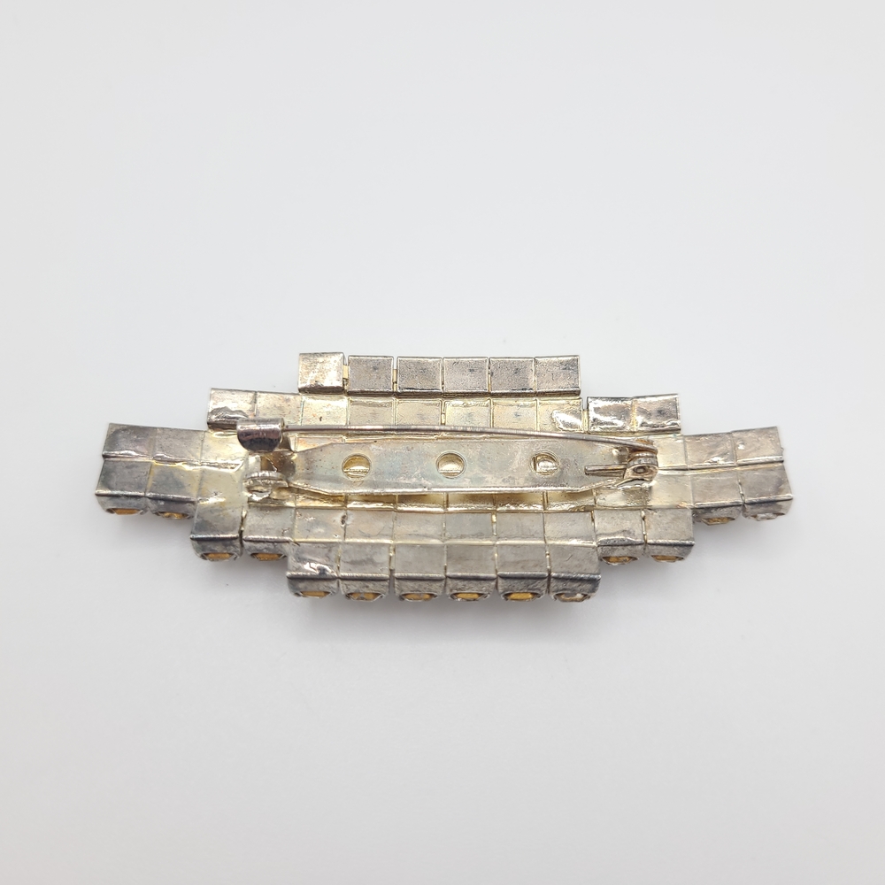 Vintage Silver Tone Rhinestone Brooch - Picture 2 of 4